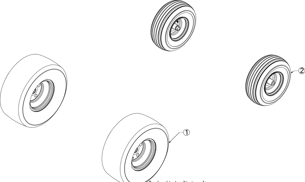 Wheels Diagram and Parts List for RZT-S42KH (17ARCBDS056)(2016) Cub Cadet Lawn Tractor